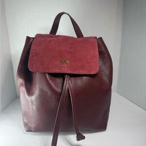 Michael Kors Junie burgundy leather backpack